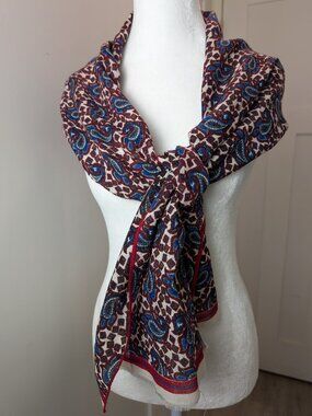 Albert Nipon 30% Lambswool 70% Wool Paisley Scarf 14.75" x 61" Japan